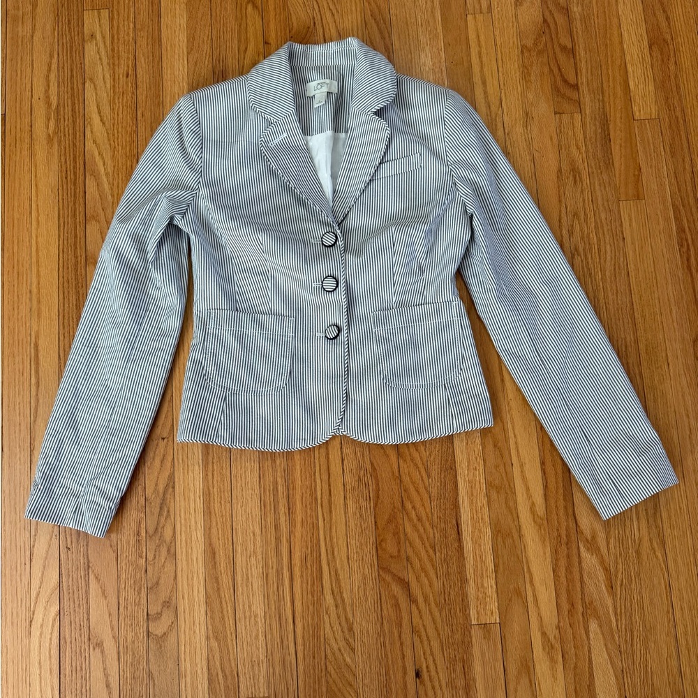 Dark gray and white striped blazer